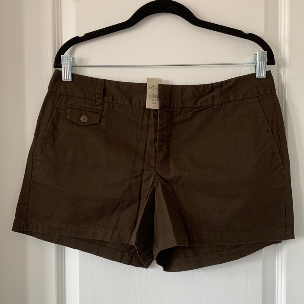 NWT LOFT Brown 100% Cotton 3.5” Inseam Shorts Size 10P